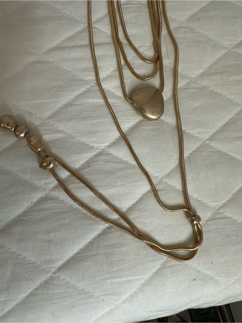 Gold Tone Long Layered Heart Pendant Necklace - Women Jewelry - Picture 2 of 7